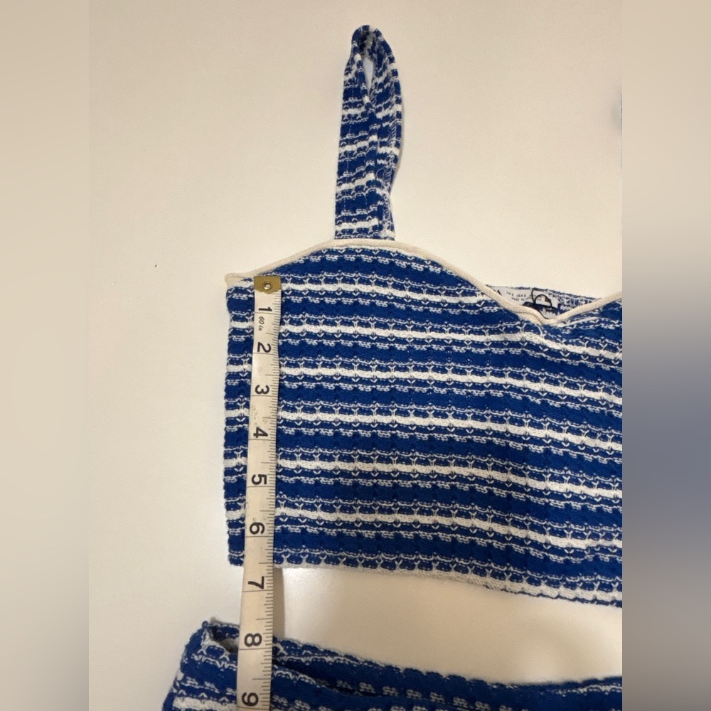 Zara Blue and White Striped Two-Piece Crop Top and Skort Set - Picture 12 of 14